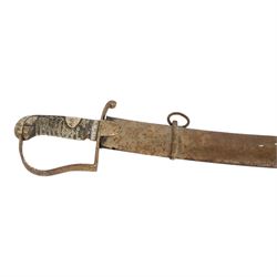 British Light Cavalry sword, with single edged curved blade and metal scabbard, overall L100cm 