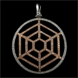  Rose and white gold diamond spider's web pendant, unmarked  