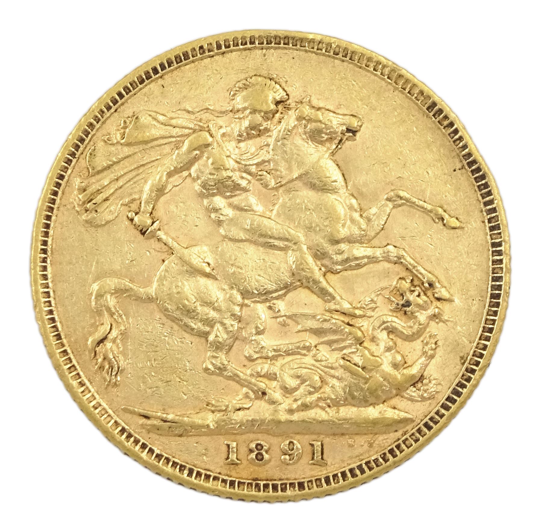 Queen Victoria 1891 gold full sovereign coin
