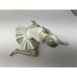 Four Lladro figures, comprising The Dancer no. 5050, Carnival Couple no. 4882, Death of the Swan no. 4855  and Harlequin