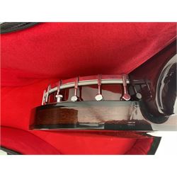 Rally five-string banjo with mahogany solid back L101cm in soft carrying case; and Brunswick Model BF200 acoustic guitar L103cm; with small quantity of instructional DVDs and booklets