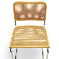 Marcel Breuer (Hungarian-American 1902-1981) for Knoll International - set of four (3+1) 'Cesca' armchairs with canework backs and seats, raised on chrome tubular supports 