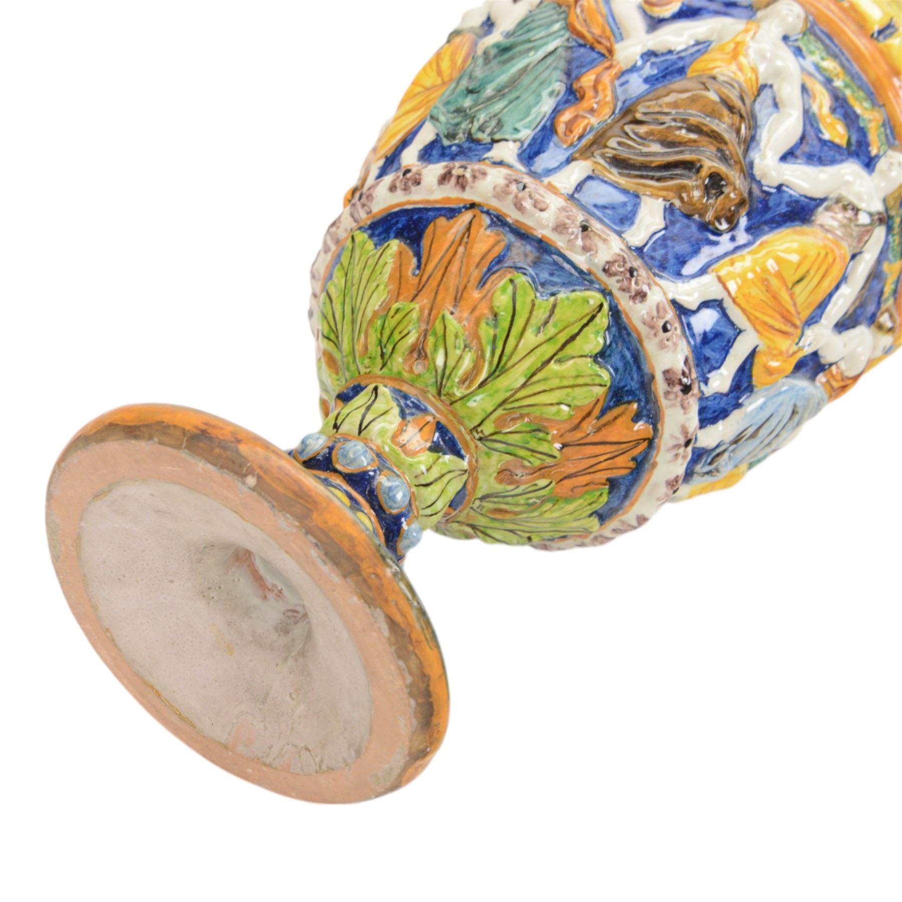 Late 19th century Italian SCA Pesaro majolica twin handled urn
