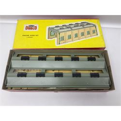 Hornby Dublo - 2-rail, 2400 TPO Mail Van Set; Engine Shed Kit - 2-Road (with additional empty box); four electrically operated switch points; uncoupling rails; buffer stops; three signals; loading gauge etc; all boxed
