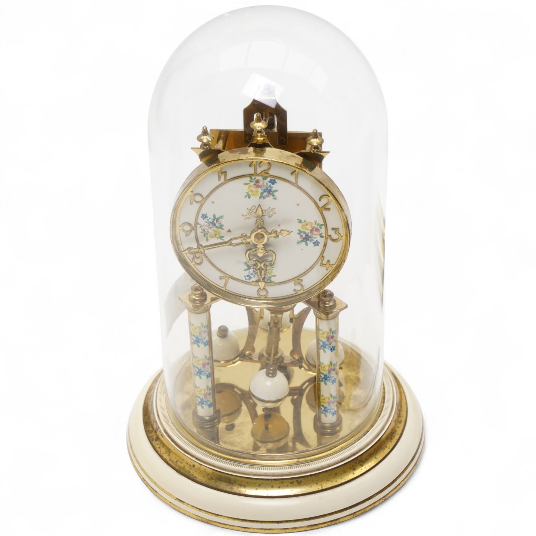 Reproduction Dutch wall clock and a Schatz 365 day clock under glass dome shade (2)