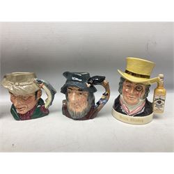 Large collection of Royal Doulton miniature character jugs, to include The Postman D6801, The London 'Bobby' D6762, Old Salt, D6554, Sir Henry Doulton D6703 etc  