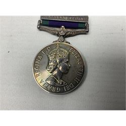 Elizabeth II General Service Medal with Northern Ireland clasp awarded to 24197417 Pte. S.P. Moylan R. Anglian; with ribbon