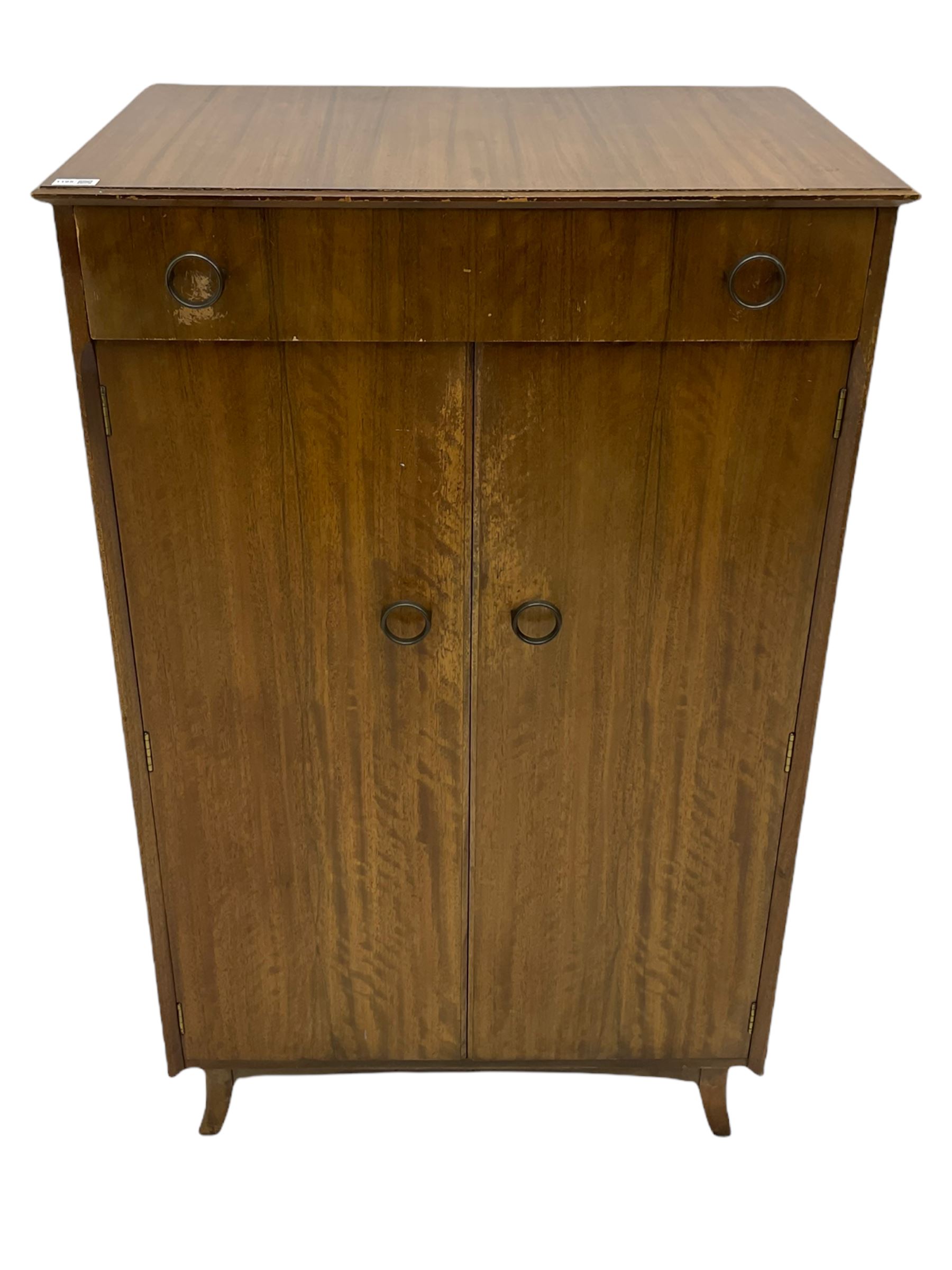 Retro sapele mahogany dressing table with sliding mirror compartments, and matching tallboy