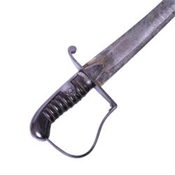 British 1796 pattern, light cavalry officers' saber, by Wooley, Deakin, Dutton of Birmingham, the 80cm single edge curved blade retaining traces of original blue and gilding which bears the coat of arms of George III and military trophies, the steel stirrup hilt with leather bound grip and original silver triple wire binding, within steel scabbard with twin suspension rings, overall L98cm  