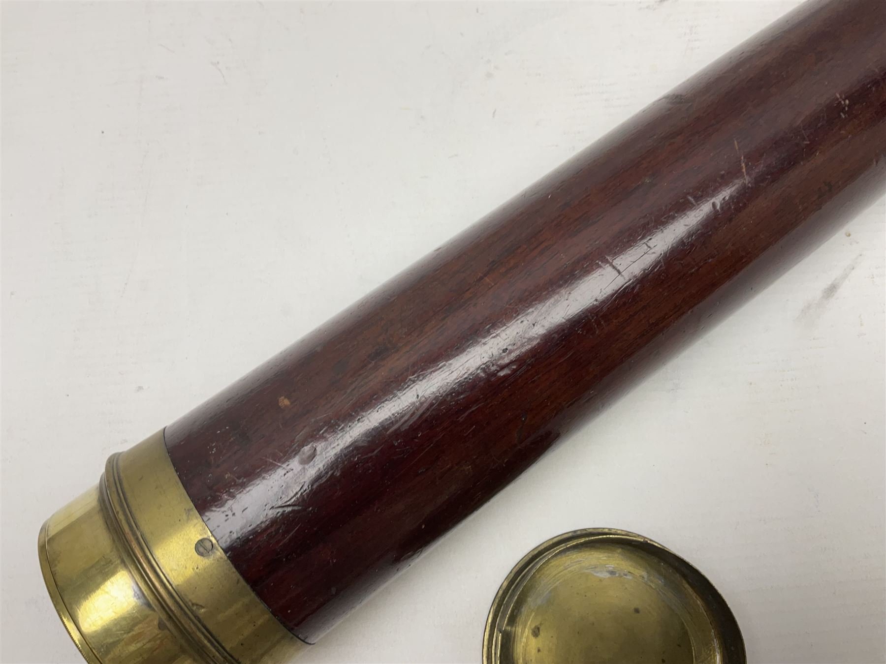 G Adams of London, single draw mahogany bound brass telescope, engraved G Adams of London, extended L116cm