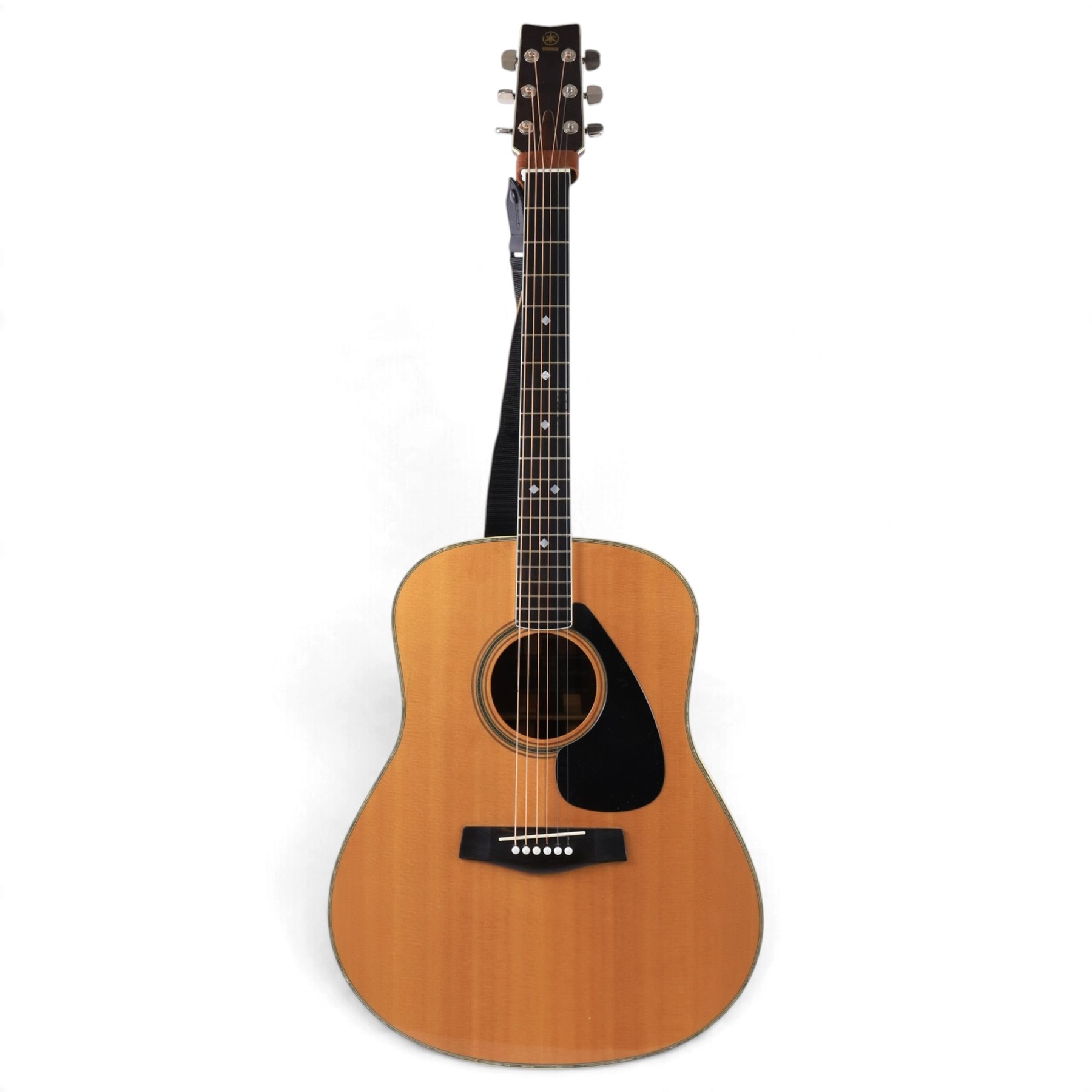 Yamaha FG-1200J acoustic guitar, made in Taiwan circa 1976, serial no. 60714221, with mother of pearl inlay to body, finger board and back, contained within a fitted hardcase, L103cm