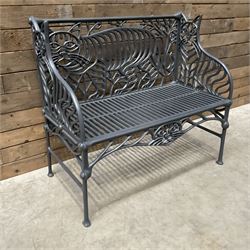 Richard Bawden (1936-2024); - Cat design painted cast iron garden bench