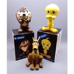  Three Warner Bros. figures - Taz and Tweety, both boxed, and unboxed Scooby Do H32cm  