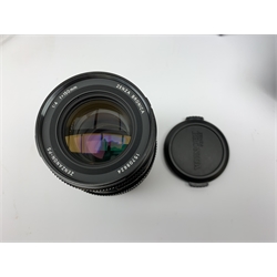 'Zenza Bronica SQ-B' camera fitted with 'Zenza Bronica Zenzanon-PS 1:28 f=80mm' lens, 'Zenza Bronica Zenzanon-PS 1:4 f=150mm' lens and 'Zenza Bronica Zenzanon-S 1:35 f=50mm' lens, with an instruction booklet