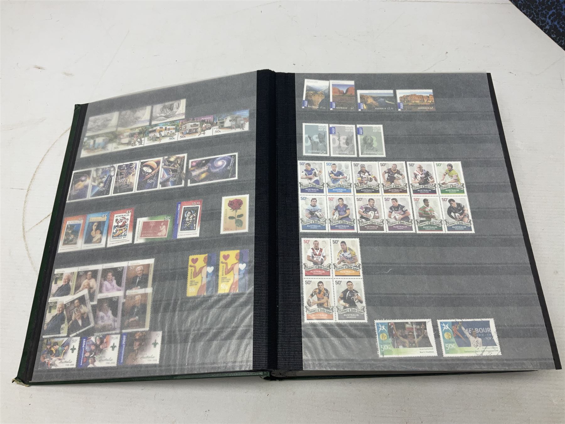 Stamps including Queen Victoria Queensland, modern Australia, King Edward VII Ceylon and Mauritius, South Africa, Gambia, Falkland Islands, Gold Coast, Ireland etc, housed in seven albums/folders and on loose album pages, in one box