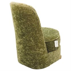Art Deco mid 20th century bedroom chair upholstered in green crushed velvet
