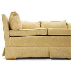 Duresta - three seat sofa of traditional Knole shape, upholstered in neutral tweed-effect fabric with matching seat cushions
