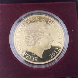 Queen Elizabeth II Bailiwick of Jersey 2012 'The Duke of Cambridge 30th Birthday' gold proof five pound coin, cased with certificate