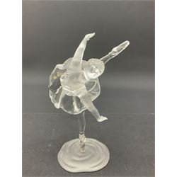 Three Swarovski figures, comprising flamenco dancer, female dancer with certificate and ballerina, tallest H21cm  