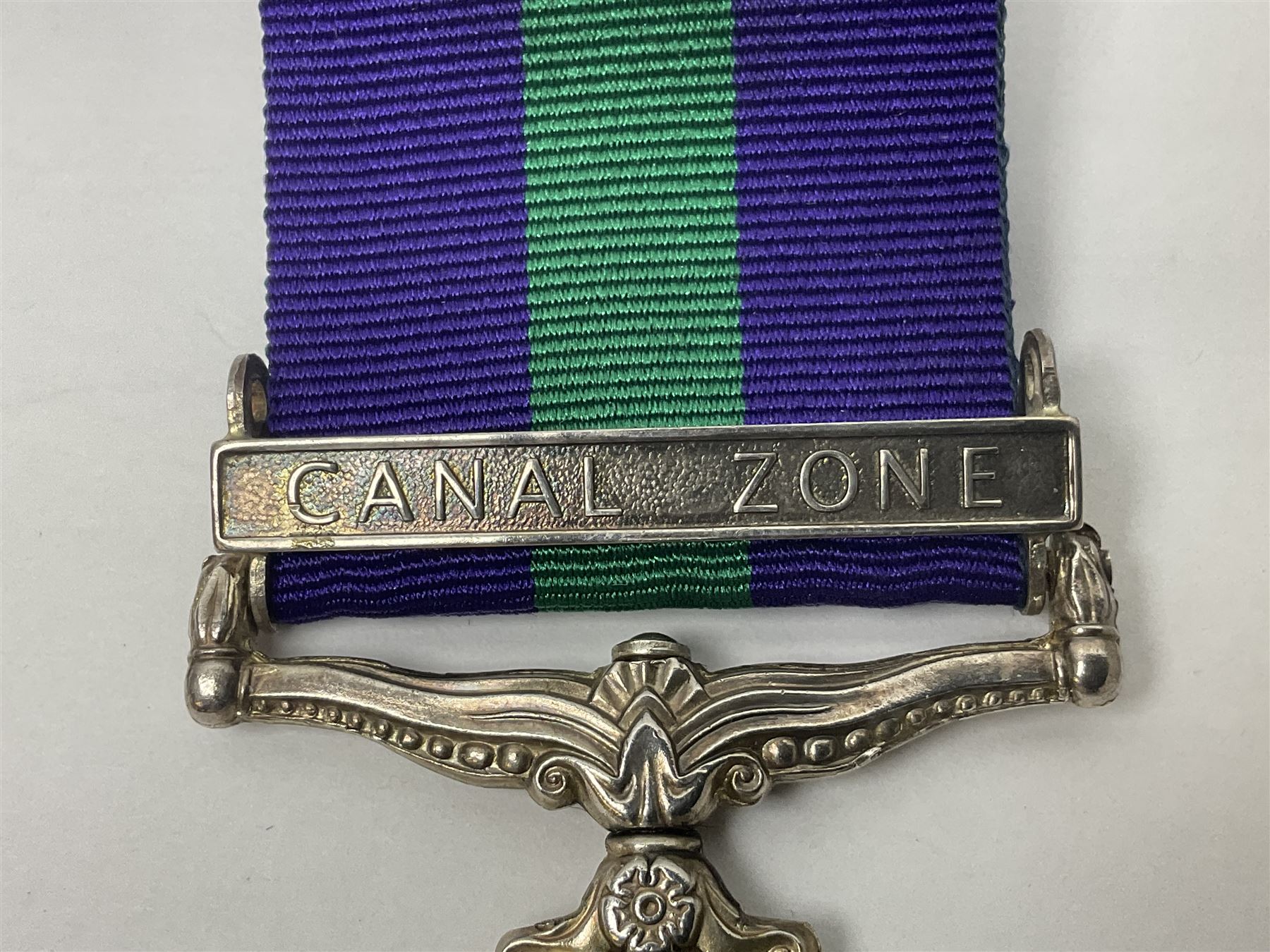 ERII General Service Medal with Canal Zone clasp awarded to 22499602 Pte S G Glover RAMC; with ribbon in box