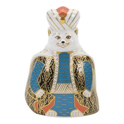 Royal Crown Derby Royal Cats paperweight Persian, with gold stopper and box 