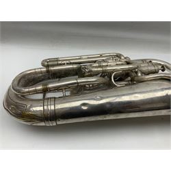 Boosey & Co Class A silver plated four-valve euphonium, serial no.117918 L62cm; in carrying case