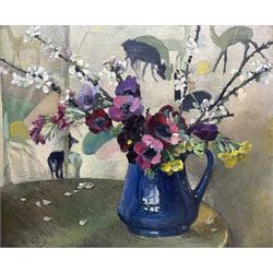 Colin Cairns Clinton Campbell (Scottish 1894-1970): 'Spring Flowers', oil on board signed, titled on gallery label verso 49cm x 59cm