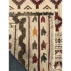  Kilim Sumak beige ground old needlework rug, 177cm x 130cm  
