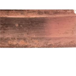 Georgian short sword, with 64cm curved single edge blade, iron guard with side loop and fluted ebony grip, with leather scabbard, L76cm