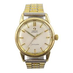 Omega Seamaster gentleman's 9ct gold automatic wristwatch, Cal. 551, serial No. 17994693, silvered dial with baton hour markers, Birmingham 1961, on gilt strap