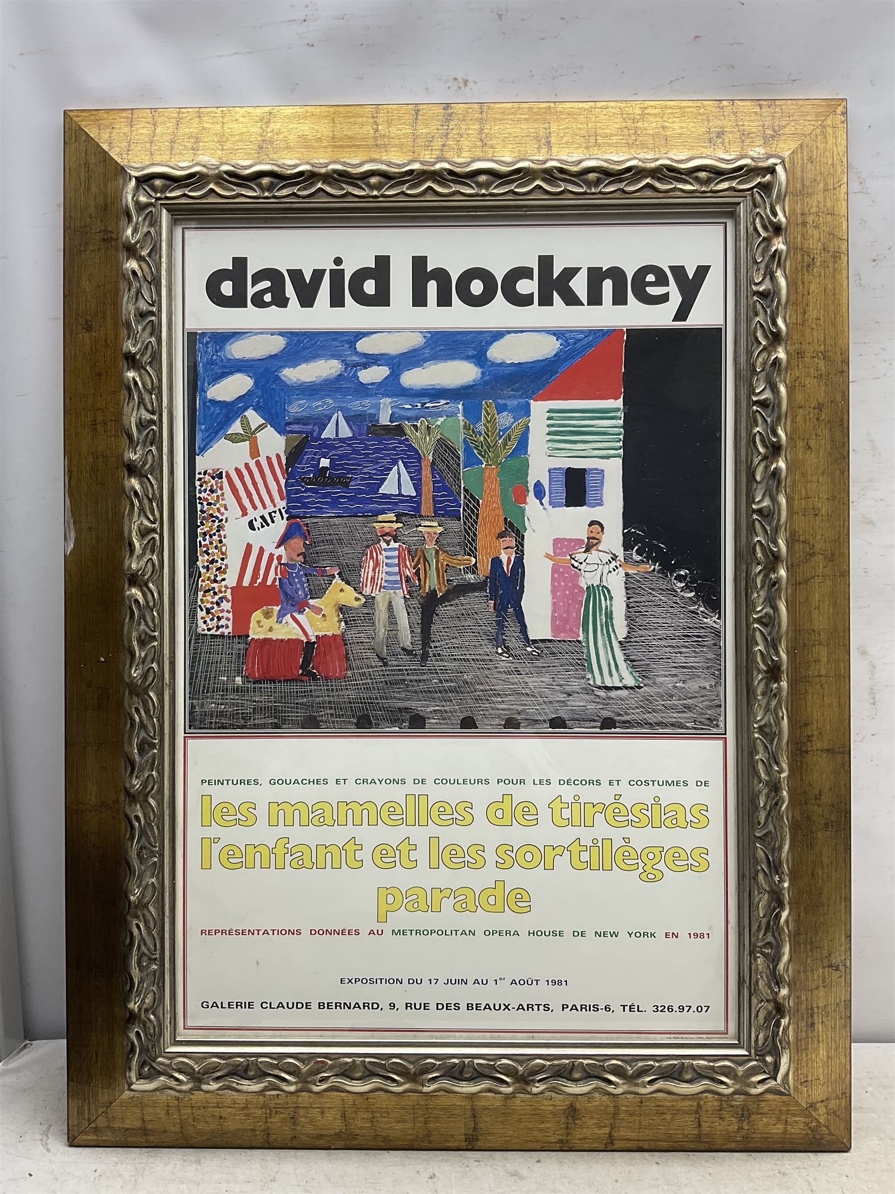 After David Hockney (British 1937-): 'Les Mamelles de Tiresias', exhibition poster pub. 1981, 61cm x 41cm 
