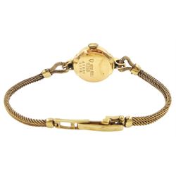 Accurist ladies 9ct gold manual wind wristwatch, silvered dial with subsidiary seconds dial, on 9ct gold mesh link bracelet and a Fortis 18ct gold ladies manual wind wristwatch, on 9ct gold bracelet