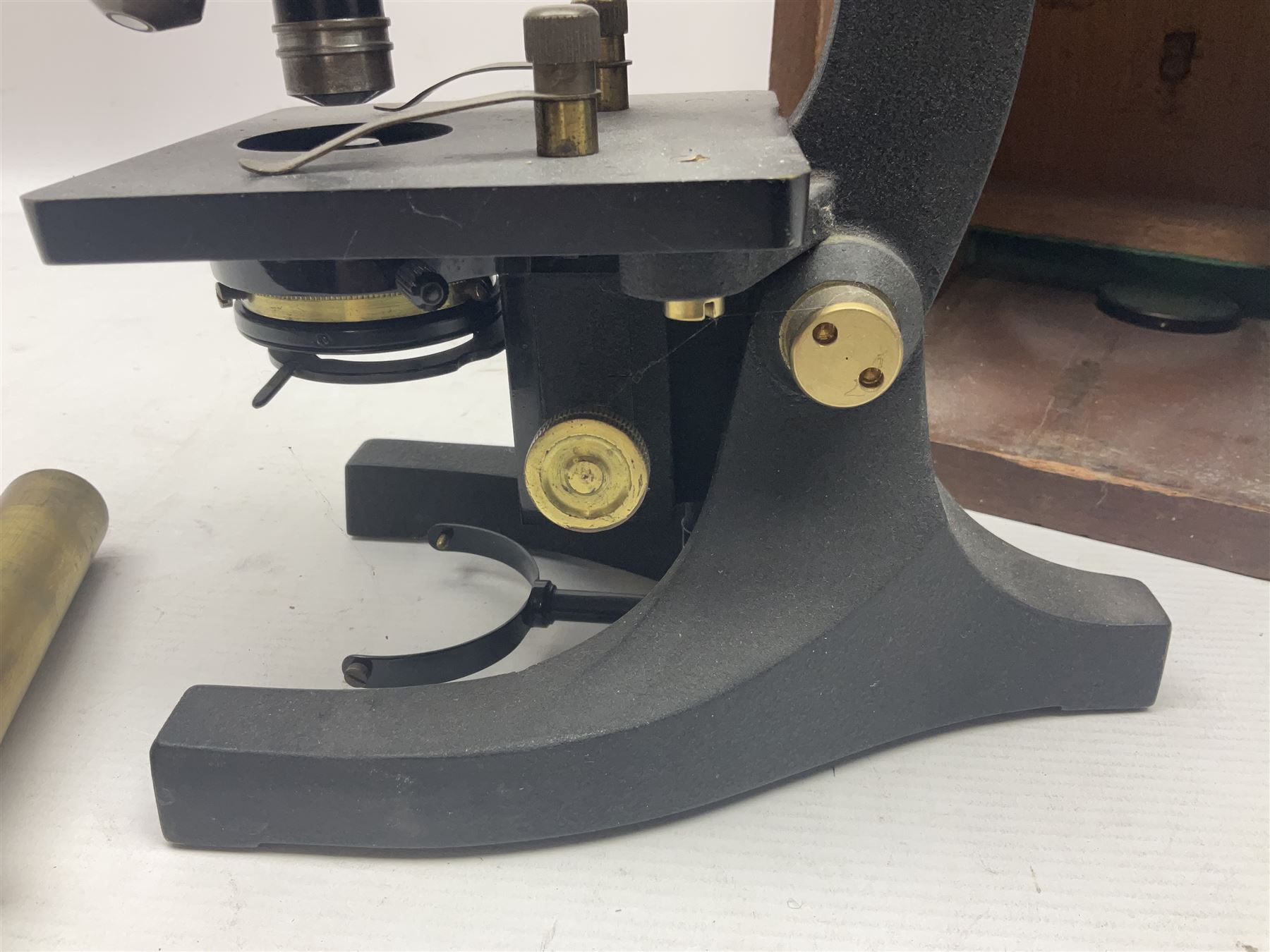 Four microscopes, comprising Nomo Biolam, RCS Zoo Lab 240, R Beck no 13756 and one other