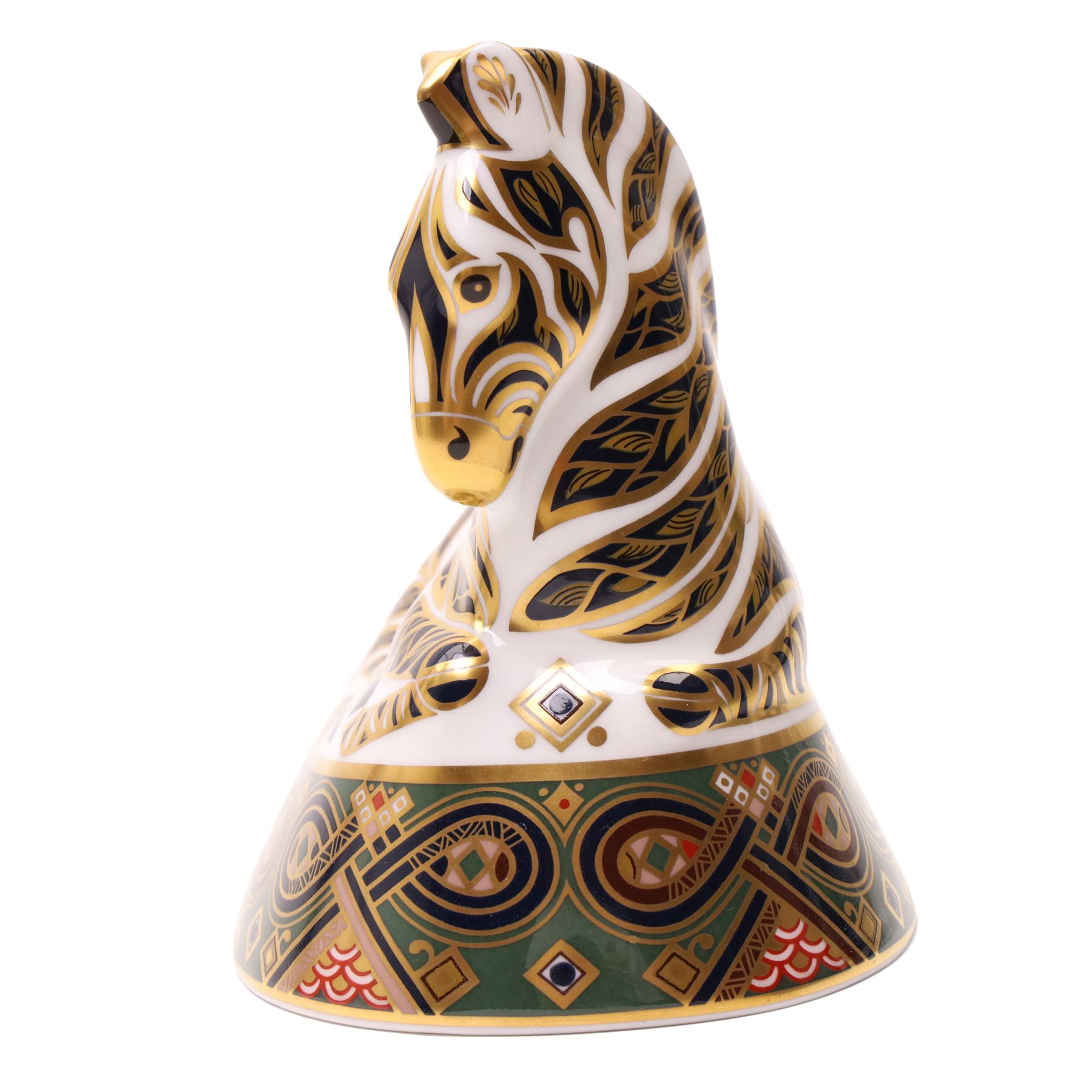 Royal Crown Derby paperweight, Zebra, exclusive edition for Harrods with gold stopper