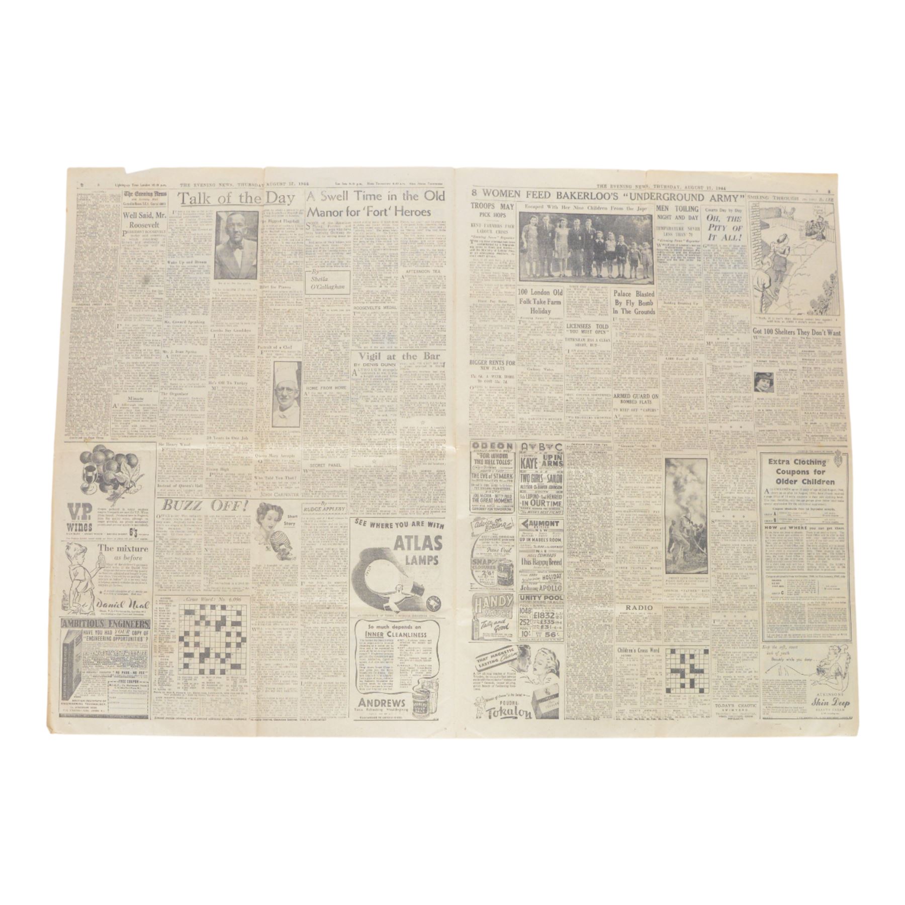 Newspaper: The Evening News, Thursday August 17 1944, Riviera: 500 Square Miles Taken 
