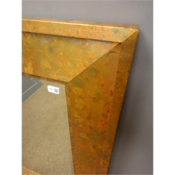  Rectangular acid washed copper finish mirror with bevelled glass, 91cm x 122cm  