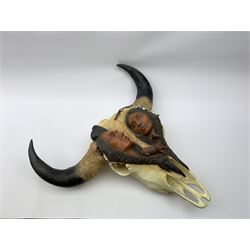 Large limited edition buffalo skull sculpture by Neil J. Rose and Gary Rose titled 'Spirit of the Plains' no. 106/1500, W62cm