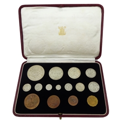  King George VI 1937 specimen coin set, fifteen coins from farthing to crown including Maundy money, in the original case  