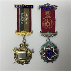 Nine silver Masonic jewels, hallmarked, including Royal Masonic Institutions for girls 1932 and 1924, Order of Buffalo Primo, Railway Lodge 8074 etc 