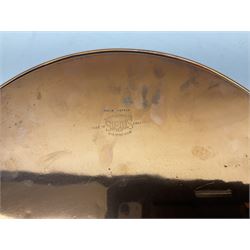 Two early 20th century copper bar trays advertising Teacher's Highland Cream whisky, the smaller of pentagonal form and the larger of circular form, both stamped Solid Copper, S.Groves & Co Ltd Sirius Regd Birmingham to reverse, largest D31cm