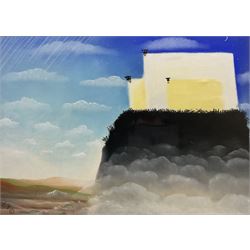 Mackenzie Thorpe (British 1956-): 'Farther and Farther Away', pastel signed with monogram and dated '93, titled verso 44cm x 61cm 
Provenance: the vendor’s father attended Thorpe’s art school in Richmond and the two became firm friends; this painting has never been on the open market before.