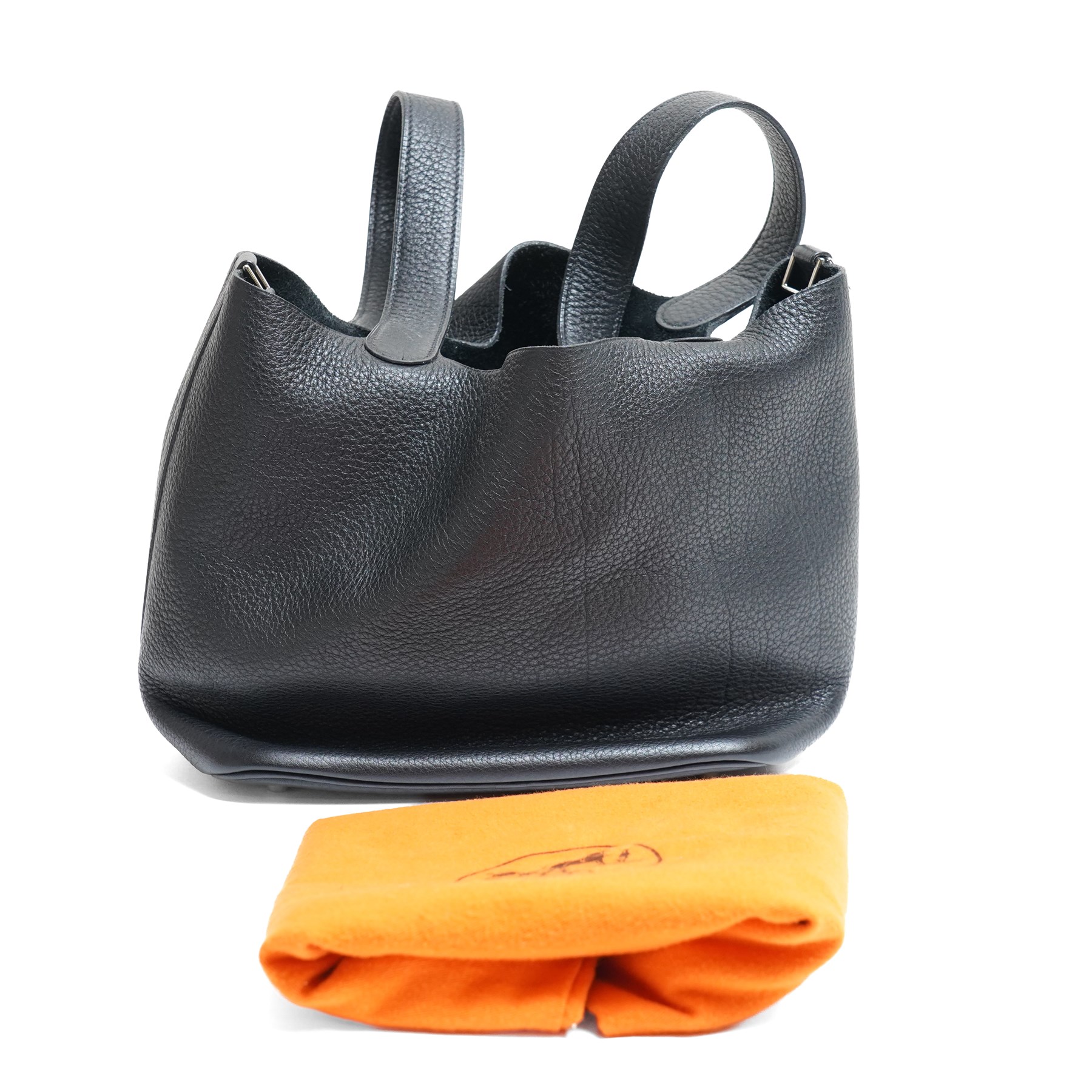 Hermès - Picotin Lock 22 handbag in Noir Taurillon Clémence leather, the unlined bucket-form body with twin flat handles, strap and palladium-plated padlock fastening, stamped Hermès Paris Made in France and P within a square for 2012, with original Hermes dust bag