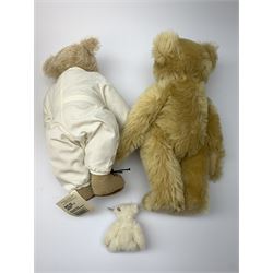 Steiff - limited edition 'Racing Driver' teddy bear wearing overalls with BMW and other logos, No.704/2002 with tag, H13