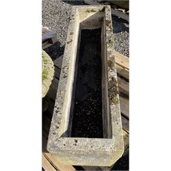 Rectangular composite stone garden trough, on wrought metal base - THIS LOT IS TO BE COLLECTED BY APPOINTMENT FROM DUGGLEBY STORAGE, GREAT HILL, EASTFIELD, SCARBOROUGH, YO11 3TX