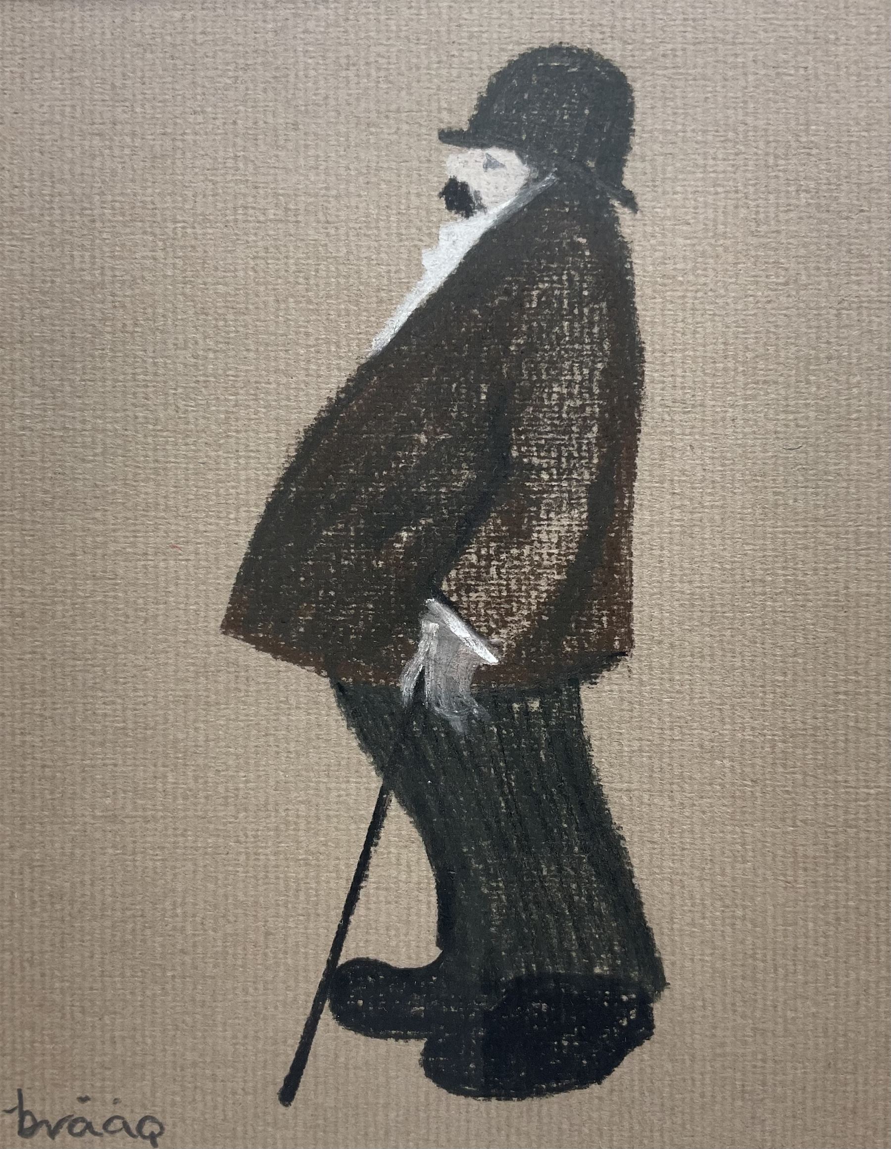 Brian Shields 'Braaq' (Northern British 1951-1997): The Artist's Family - Mother, Father, Self Portrait, and his sister Ann, set of four pastels signed 15cm x 12cm (4)
