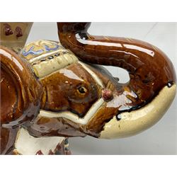 Oriental style ceramic garden seat in the form of an elephant, H55cm