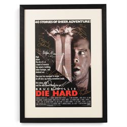 Die Hard (1988) cast signed movie poster, signatures to include Bruce Willis, Bonnie Bedel...