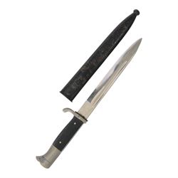 WWII German Third Reich K98 bayonet, with 20cm single edged fullered blade stamped to the ...