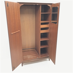 Stag mahogany double wardrobe, two doors enclosing fitted interior, shaped plinth base, W97cm, H178cm, D59cm