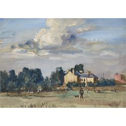 Francis Dodd (British 1874-1949): Summer in the Fields, watercolour signed in pencil 20cm x 28cm 